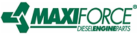 Logo de MaxiForce, marca de repuestos de motor diésel que distribuye Dosmopar